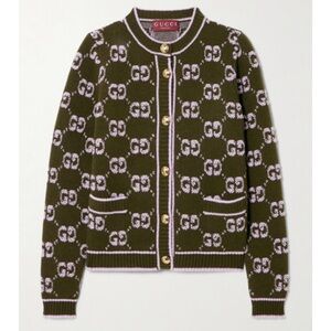 GUCCI GG logo wool boucle jacquard cardigan sweater